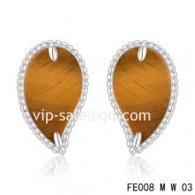 Fake Van Cleef & Arpels Sweet Alhambra Leaf Earrings White Gold,Tiger??S Eye